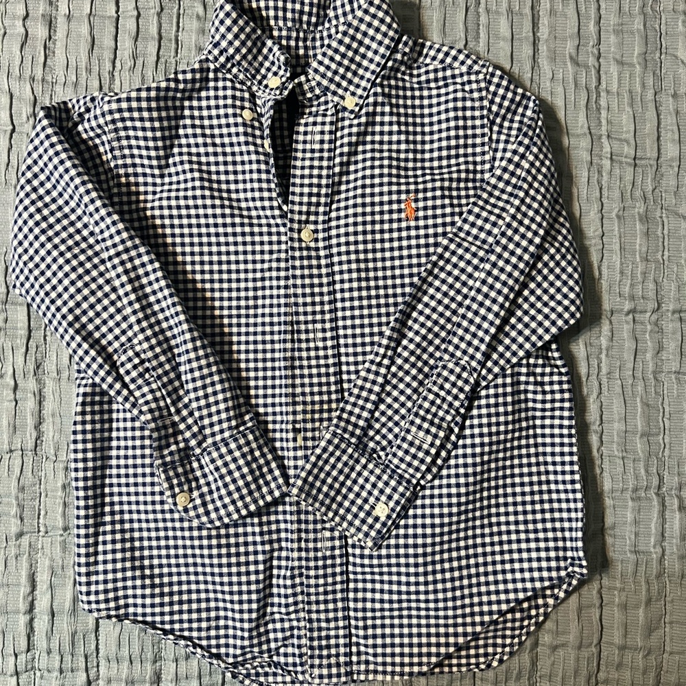 Ralph Lauren Kids Navy and White Checkered Shirt